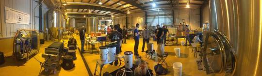 Panoramic shot of DOH! members participating at the American Homebrewers Association Big Brew Day held at Old Bust Head Brewing Company in Warrenton, VA.